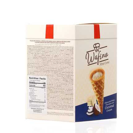 WAFINO WAFFLE CONES FILLED WITH WHITE CHOCOLATE AND COCONUT CREAM