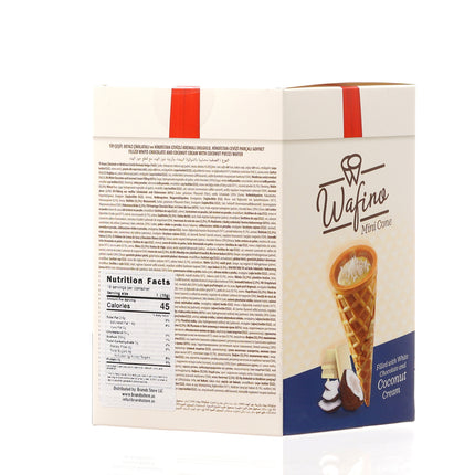 WAFINO WAFFLE CONES FILLED WITH WHITE CHOCOLATE AND COCONUT CREAM