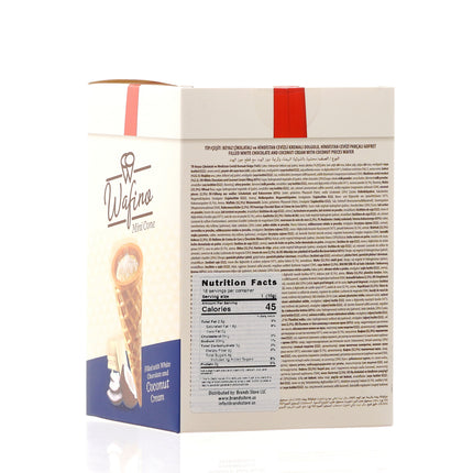 WAFINO WAFFLE CONES FILLED WITH WHITE CHOCOLATE AND COCONUT CREAM