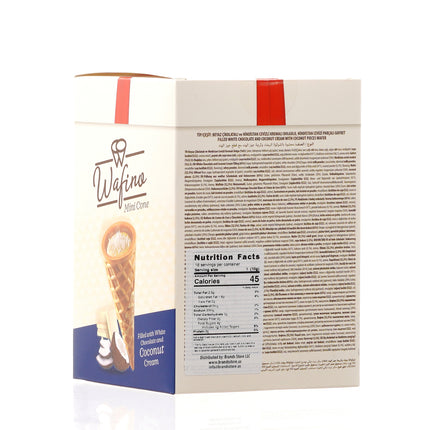 WAFINO WAFFLE CONES FILLED WITH WHITE CHOCOLATE AND COCONUT CREAM