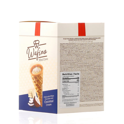 WAFINO WAFFLE CONES FILLED WITH WHITE CHOCOLATE AND COCONUT CREAM
