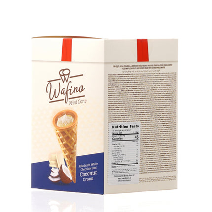 WAFINO WAFFLE CONES FILLED WITH WHITE CHOCOLATE AND COCONUT CREAM
