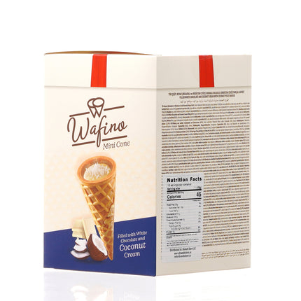 WAFINO WAFFLE CONES FILLED WITH WHITE CHOCOLATE AND COCONUT CREAM