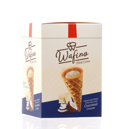 WAFINO WAFFLE CONES FILLED WITH WHITE CHOCOLATE AND COCONUT CREAM