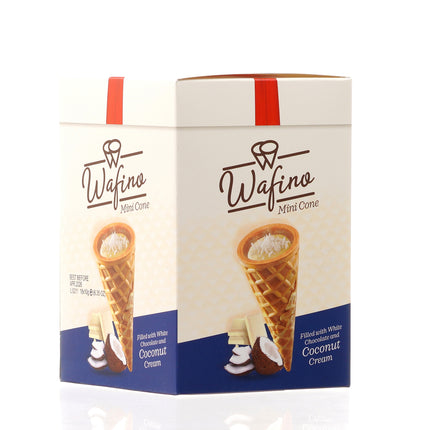 WAFINO WAFFLE CONES FILLED WITH WHITE CHOCOLATE AND COCONUT CREAM