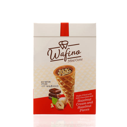 WAFINO WAFFLE CONES FILLED WITH MILK CHOCOLATE AND HAZELNUT CREAM(180gr)