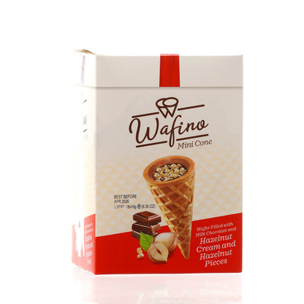 WAFINO WAFFLE CONES FILLED WITH MILK CHOCOLATE AND HAZELNUT CREAM(180gr)