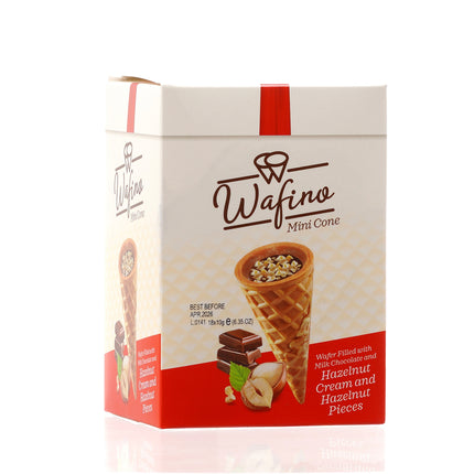 WAFINO WAFFLE CONES FILLED WITH MILK CHOCOLATE AND HAZELNUT CREAM(180gr)