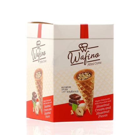 WAFINO WAFFLE CONES FILLED WITH MILK CHOCOLATE AND HAZELNUT CREAM(180gr)
