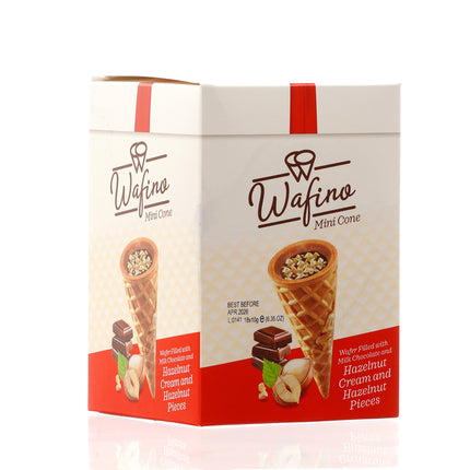 WAFINO WAFFLE CONES FILLED WITH MILK CHOCOLATE AND HAZELNUT CREAM(180gr)