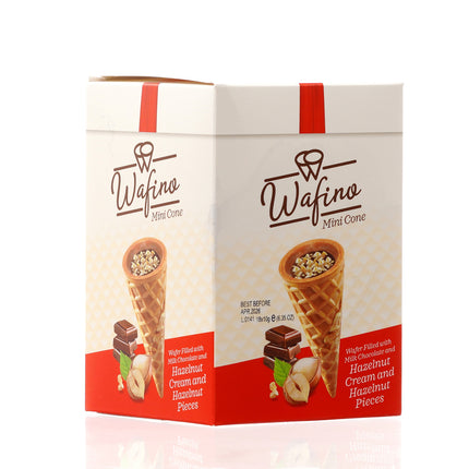 WAFINO WAFFLE CONES FILLED WITH MILK CHOCOLATE AND HAZELNUT CREAM(180gr)