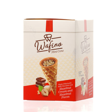 WAFINO WAFFLE CONES FILLED WITH MILK CHOCOLATE AND HAZELNUT CREAM(180gr)