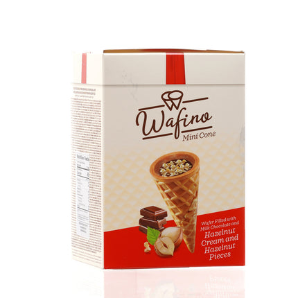 WAFINO WAFFLE CONES FILLED WITH MILK CHOCOLATE AND HAZELNUT CREAM(180gr)