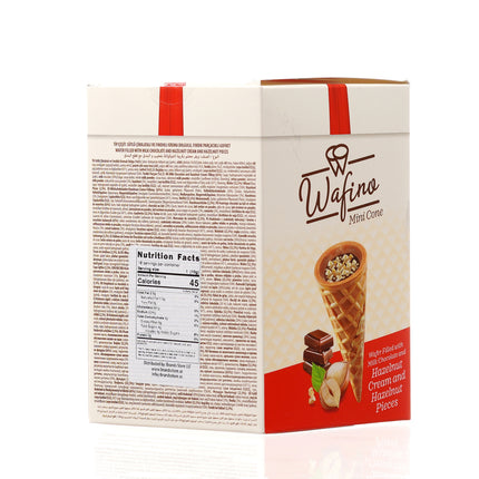 WAFINO WAFFLE CONES FILLED WITH MILK CHOCOLATE AND HAZELNUT CREAM(180gr)
