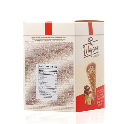 WAFINO WAFFLE CONES FILLED WITH MILK CHOCOLATE AND HAZELNUT CREAM(180gr)