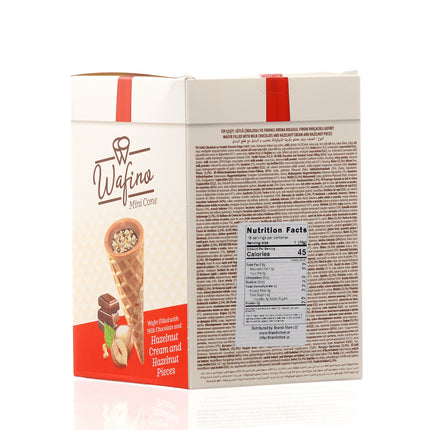 WAFINO WAFFLE CONES FILLED WITH MILK CHOCOLATE AND HAZELNUT CREAM(180gr)