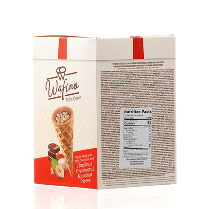 WAFINO WAFFLE CONES FILLED WITH MILK CHOCOLATE AND HAZELNUT CREAM(180gr)