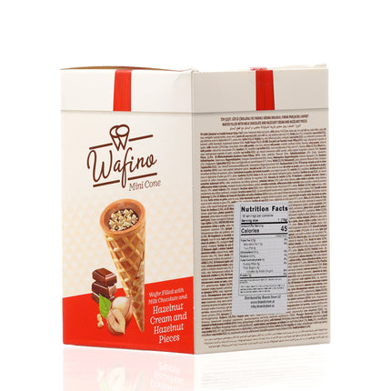 WAFINO WAFFLE CONES FILLED WITH MILK CHOCOLATE AND HAZELNUT CREAM(180gr)