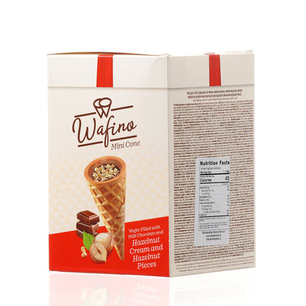 WAFINO WAFFLE CONES FILLED WITH MILK CHOCOLATE AND HAZELNUT CREAM(180gr)