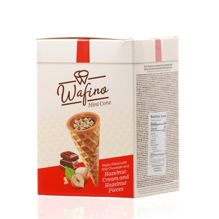 WAFINO WAFFLE CONES FILLED WITH MILK CHOCOLATE AND HAZELNUT CREAM(180gr)