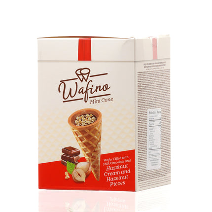 WAFINO WAFFLE CONES FILLED WITH MILK CHOCOLATE AND HAZELNUT CREAM(180gr)