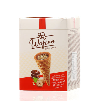 WAFINO WAFFLE CONES FILLED WITH MILK CHOCOLATE AND HAZELNUT CREAM(180gr)