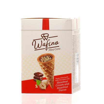 WAFINO WAFFLE CONES FILLED WITH MILK CHOCOLATE AND HAZELNUT CREAM(180gr)