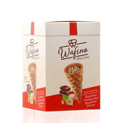 WAFINO WAFFLE CONES FILLED WITH MILK CHOCOLATE AND HAZELNUT CREAM(180gr)