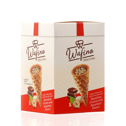 WAFINO WAFFLE CONES FILLED WITH MILK CHOCOLATE AND HAZELNUT CREAM(180gr)