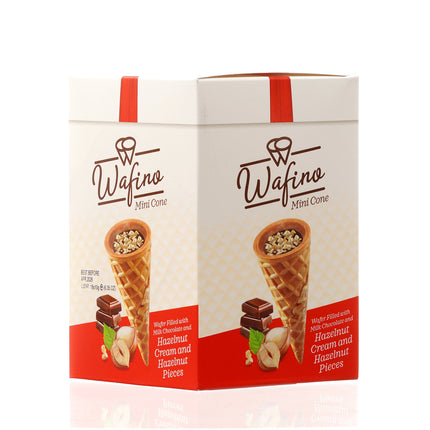 WAFINO WAFFLE CONES FILLED WITH MILK CHOCOLATE AND HAZELNUT CREAM(180gr)
