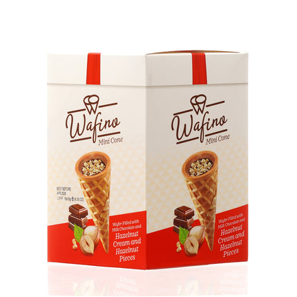 WAFINO WAFFLE CONES FILLED WITH MILK CHOCOLATE AND HAZELNUT CREAM(180gr)