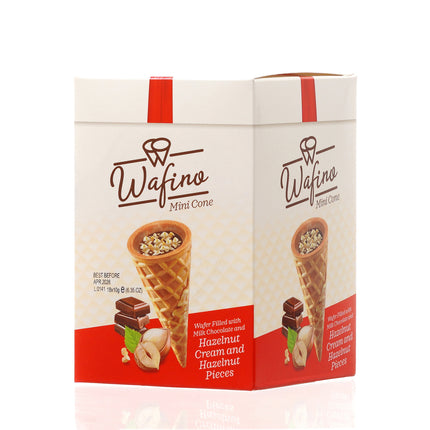 WAFINO WAFFLE CONES FILLED WITH MILK CHOCOLATE AND HAZELNUT CREAM(180gr)