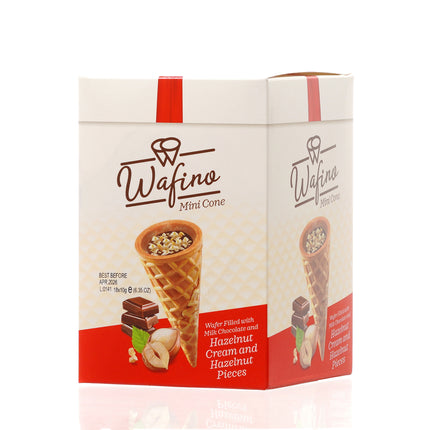 WAFINO WAFFLE CONES FILLED WITH MILK CHOCOLATE AND HAZELNUT CREAM(180gr)