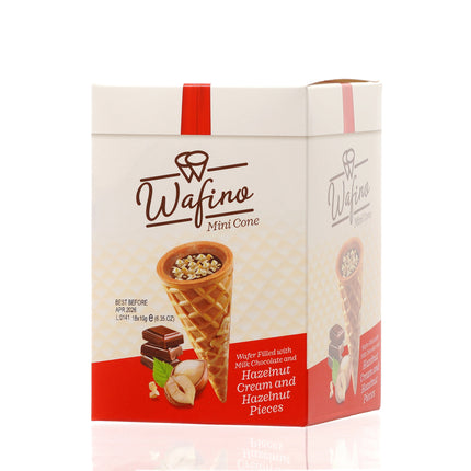 WAFINO WAFFLE CONES FILLED WITH MILK CHOCOLATE AND HAZELNUT CREAM(180gr)