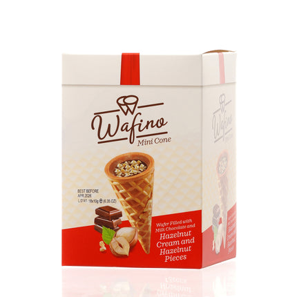 WAFINO WAFFLE CONES FILLED WITH MILK CHOCOLATE AND HAZELNUT CREAM(180gr)