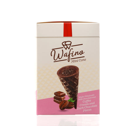 WAFINO WAFFLE CONES FILLED WITH MILK CHOCOLATE AND COFFEE CREAM