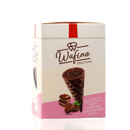 WAFINO WAFFLE CONES FILLED WITH MILK CHOCOLATE AND COFFEE CREAM