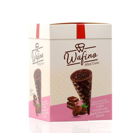 WAFINO WAFFLE CONES FILLED WITH MILK CHOCOLATE AND COFFEE CREAM