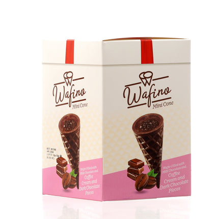 WAFINO WAFFLE CONES FILLED WITH MILK CHOCOLATE AND COFFEE CREAM
