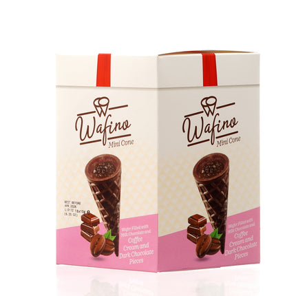 WAFINO WAFFLE CONES FILLED WITH MILK CHOCOLATE AND COFFEE CREAM