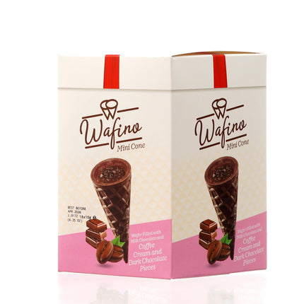 WAFINO WAFFLE CONES FILLED WITH MILK CHOCOLATE AND COFFEE CREAM