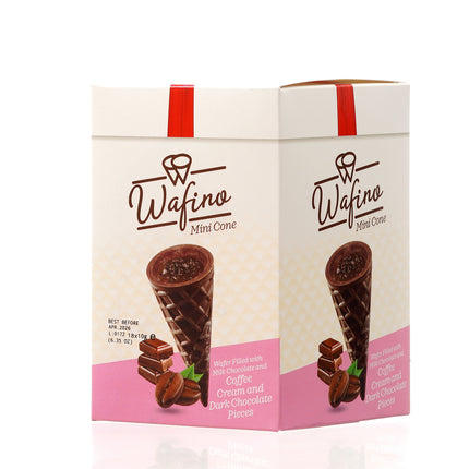 WAFINO WAFFLE CONES FILLED WITH MILK CHOCOLATE AND COFFEE CREAM