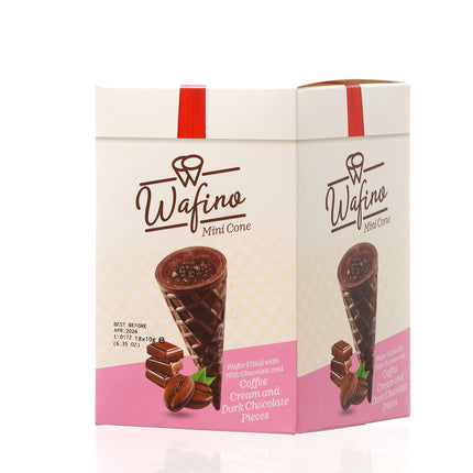 WAFINO WAFFLE CONES FILLED WITH MILK CHOCOLATE AND COFFEE CREAM