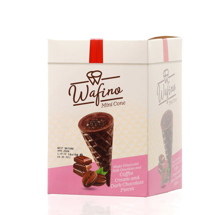 WAFINO WAFFLE CONES FILLED WITH MILK CHOCOLATE AND COFFEE CREAM