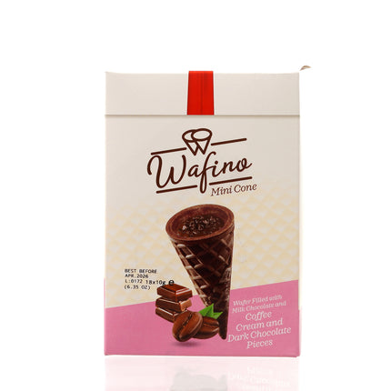 WAFINO WAFFLE CONES FILLED WITH MILK CHOCOLATE AND COFFEE CREAM
