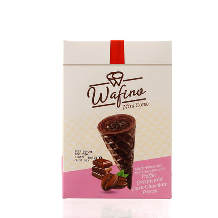 WAFINO WAFFLE CONES FILLED WITH MILK CHOCOLATE AND COFFEE CREAM