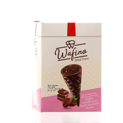 WAFINO WAFFLE CONES FILLED WITH MILK CHOCOLATE AND COFFEE CREAM