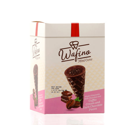 WAFINO WAFFLE CONES FILLED WITH MILK CHOCOLATE AND COFFEE CREAM