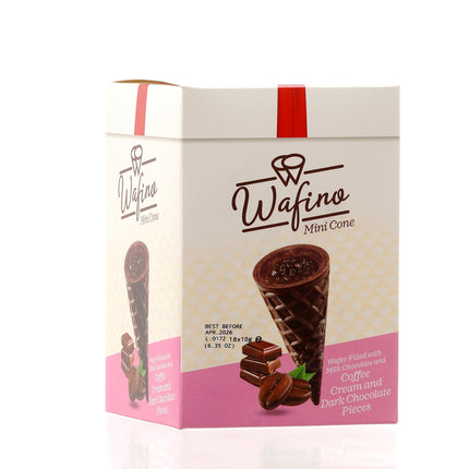 WAFINO WAFFLE CONES FILLED WITH MILK CHOCOLATE AND COFFEE CREAM