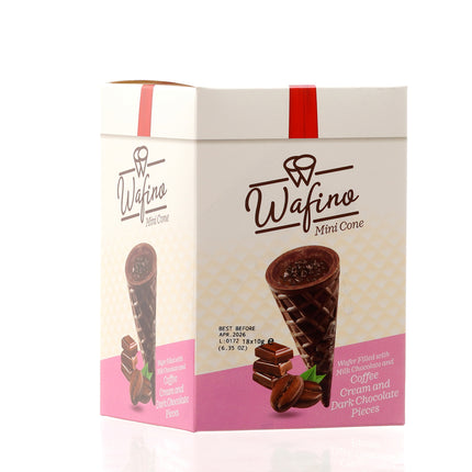 WAFINO WAFFLE CONES FILLED WITH MILK CHOCOLATE AND COFFEE CREAM
